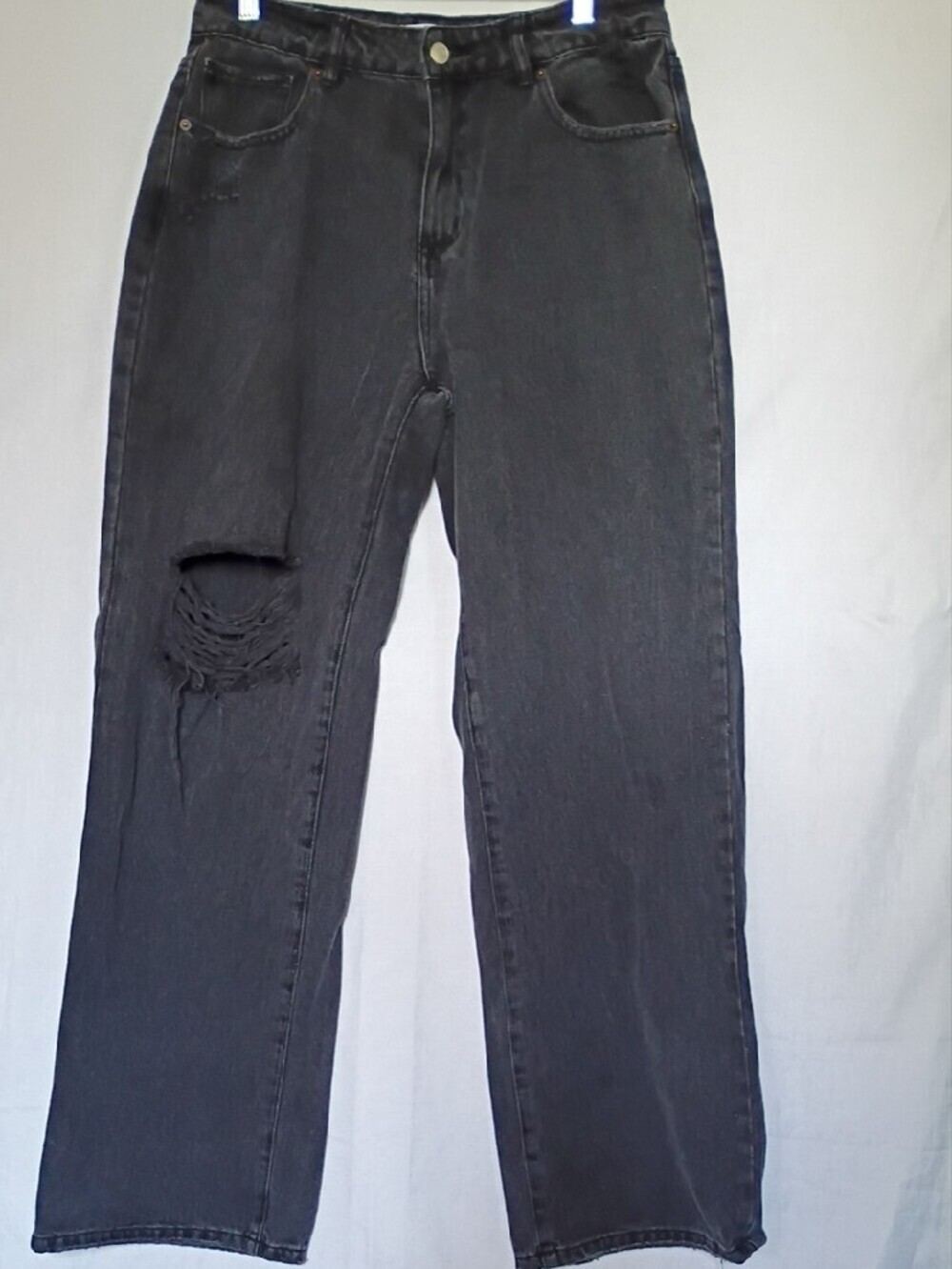 RSQ Black Baggy Straight-Leg Distressed Women’s Jeans Size 31 - Picture 10 of 11